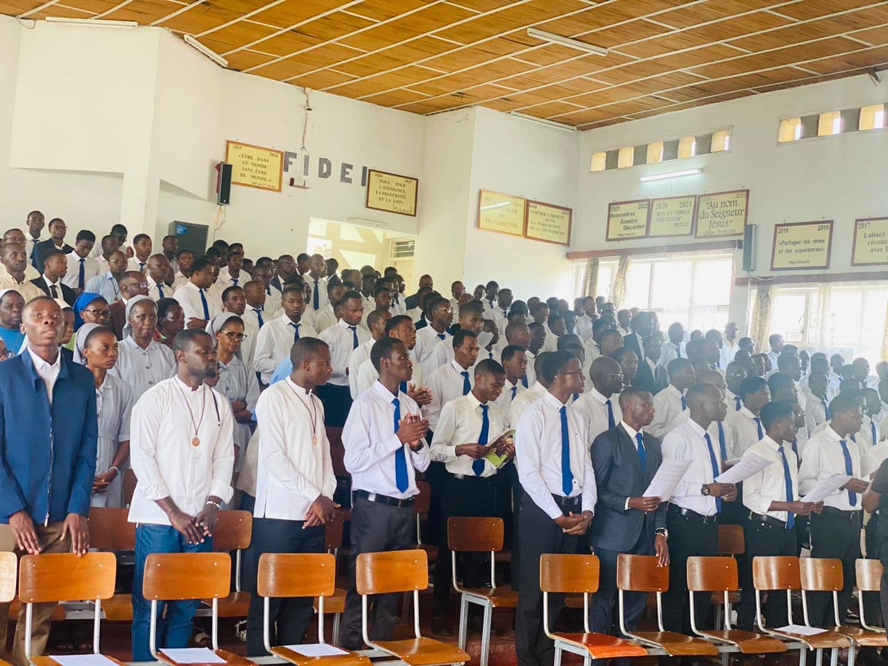 Seminary community assembly in the great hall